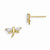 14k Yellow Gold CZ Childrens Dragonfly Post Earrings