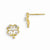14k Yellow Gold CZ Childrens 4-leaf Clover Post Earrings