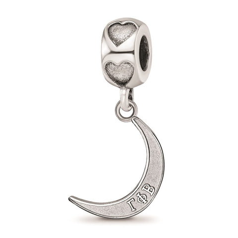 Sterling Silver LogoGamma Phi Beta Crescent Moon Heart Bead