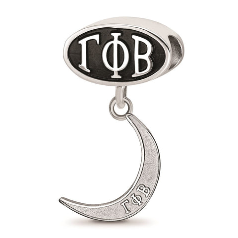 Sterling Silver LogoGamma Phi Beta Letters Oval W,Cresent Moon Dang Bea
