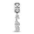 LogoGamma Phi Beta Vertical Letter On Heart Charm Bead in Sterling Silver