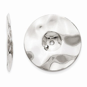14k White Gold Polished Hammered Disc Earring Jackets