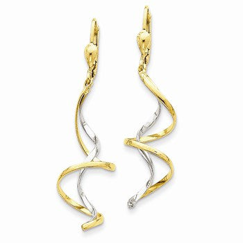 14k Two-tone Spiral Dangle Earrings