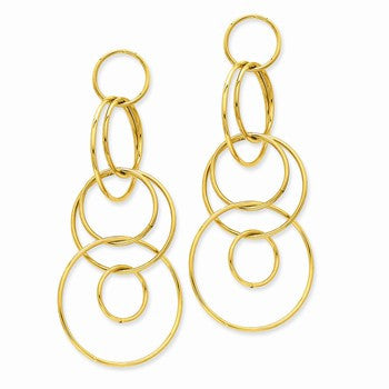 14k Yellow Gold Multi-Circle Dangle Post Earrings