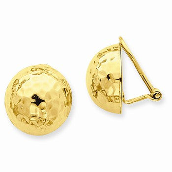 14k Yellow Gold Omega Clip 14mm Hammered Non-pierced Earrings