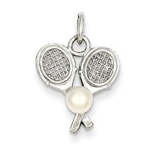 14k White Gold Tennis Racquets with Cultured Charm hide-image