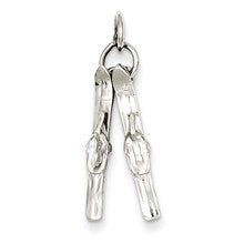 14k White Gold Solid Polished 3-Dimensional Pair of Skis Charm hide-image