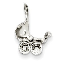 14k White Gold Baby Carriage Charm hide-image