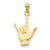 14k Gold Polished I Love You Hand/Sign Language Charm hide-image