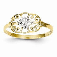 14k Yellow Gold & Rhodium Filigree Ring