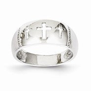14k White Gold Polished 3 Cross Cut-out Ring