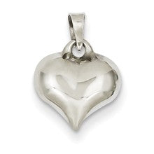 14k White Gold Puffed Heart Charm hide-image