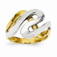 14k Yellow Gold & Rhodium Swirl Ring