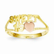 14k Two-tone Sweet 15 Heart Ring
