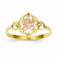 14k Two-tone Diamond-Cut Rose & Heart Ring
