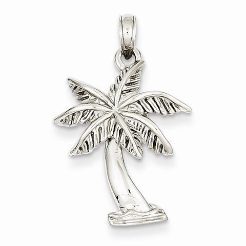 14k White Gold Palm Tree pendant, Dazzling Pendants for Necklace