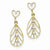 14k Yellow Gold Rhodium Diamond-cut Dangling Teardrop Heart Post Earrings