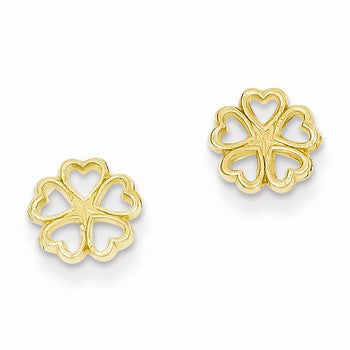 14k Yellow Gold Five Hearts Circle Post Earrings