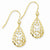 14k Yellow Gold Rhodium Diamond-cut Teardrop Filigree Dangle Earrings