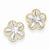 14k Yellow Gold Rhodium Diamond-cut Flower Post Earrings