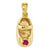 3-D July/Ruby Engraveable Baby Shoe Charm in 14k Gold