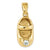 14k Gold 3-D March/Aquamarine Engraveable Baby Shoe Charm hide-image