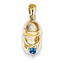 14k Gold 3-D September/Sapphire Engraveable Baby Shoe Charm hide-image