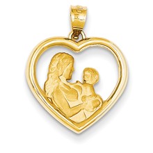 14k Gold Mom/Baby Heart Charm hide-image