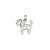 Satin & Diamond Cut Puppy Dog Charm in 14k White Gold