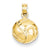 14k Gold Solid Satin & Diamond -Cut Volleyball Charm hide-image