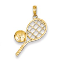 14k Gold Diamond-Cut Tennis Racket Charm hide-image