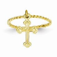 14k Yellow Gold Cross Dangle Twisted Band Child's Ring