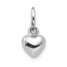 14k White Gold Solid Polished Plain Puffed Heart Charm hide-image