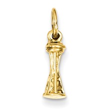 14k Gold Solid Polished 3-D Seattle Space Needle Charm hide-image