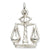 Polished Flat-Backed Small Scales of Justice Charm in 14k White Gold
