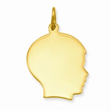 Gold-Plated Large Polished Engraveable Boy's Head Charm hide-image