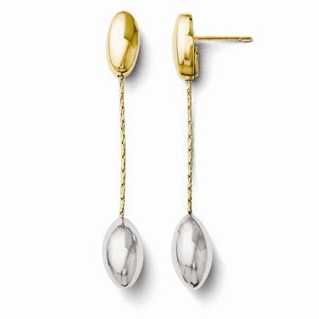 14k Two-tone Polished Post Dangle Earrings