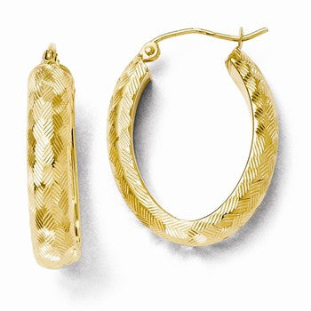 14k Yellow Gold Oval Hoop Earrings