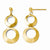14k Yellow Gold Polished & Scratch Finish Circle Post Dangle Earrings