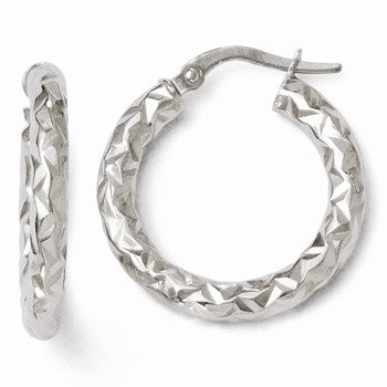 14k Yellow Gold ForeverLite White Gold Polished & Textured Earrings