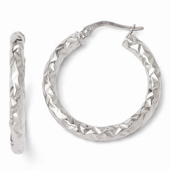 14k Yellow Gold ForeverLite White Gold Polished & Textured Earrings