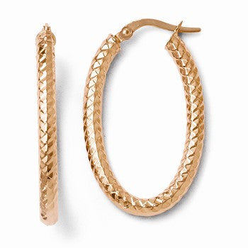 14k Yellow Gold ForeverLite Rose Gold Polished & Textured Earrings