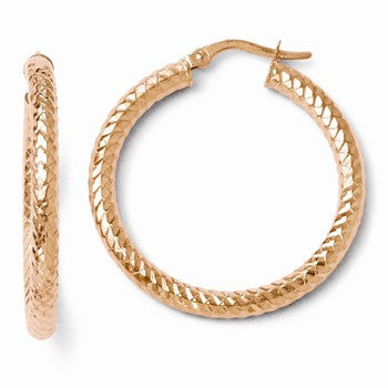 14k Yellow Gold ForeverLite Rose Gold Polished & Textured Earrings