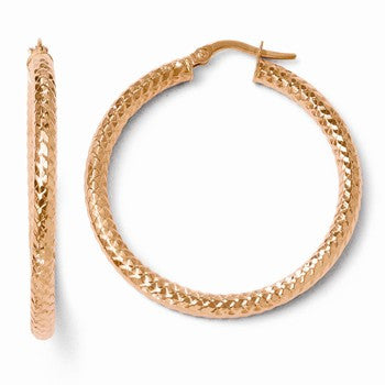 14k Yellow Gold ForeverLite Rose Gold Polished & Textured Earrings