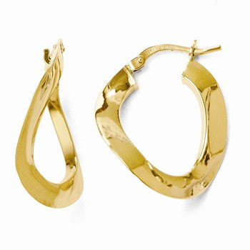14k Yellow Gold Polished Twisted Hoop Earrings