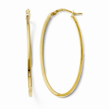 14k Yellow Gold Polished Oval Hoop Earrings
