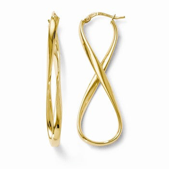 14k Yellow Gold Polished Infinity Hoop Earrings