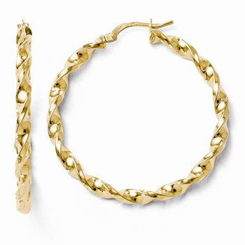 14k Yellow Gold Polished Twisted Hoop Earrings