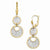 White Rhodium Plated 14k Yellow Gold Polished Textured Leverback Earrings