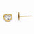 White Rhodium Plated 14k Yellow Gold Polished Diamond-cut Heart Post Earrings